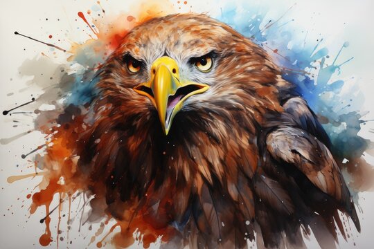 Watercolor abstract illustration of a golden eagle.