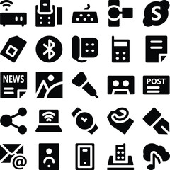 Set of Communication and Technology Line Icons

