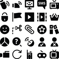 Set of Communication and Technology Line Icons

