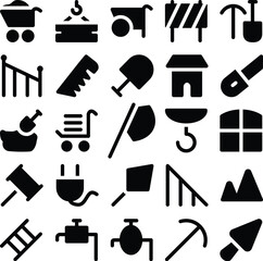 Pack of Construction Equipment Bold Line Icons

