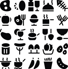 Collection of Bold Line Dinner Icons 


