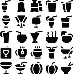 Collection of Groceries and Healthy Diet Line Icons 
