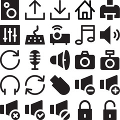 Fototapeta premium Pack of Media and Equipment Line Icons 