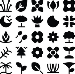 Trendy Bold Line Icons of Floral Spring

