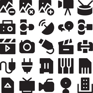Pack of Multimedia and Equipment Line Icons
