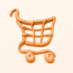 Golden 3d shopping cart icon