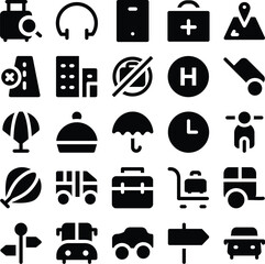 Set of Travel Holiday Bold Line Icons 

