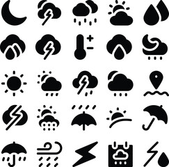 Collection of Weather Bold Line Icons 

