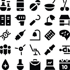 Set of Medical and Health Science Line Icons


