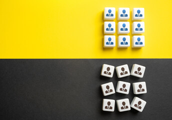 Good and badly coordinated teams. An example of a good and bad leader. To put in order...