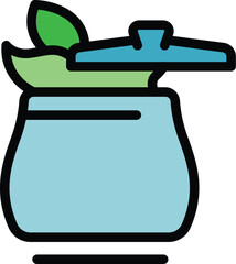 Vegan soup icon outline vector. Food diet. Eco free color flat