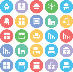 Set of Commercial Real Estate Bold Line Icons

