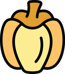 Vegan pumpkin icon outline vector. Diet food. Nutrition dinner color flat
