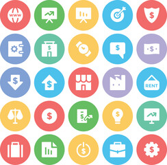 Collection of Finance Bold Line Icons

