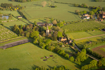 Aerial view of the village of Collier Street and the surrounding countryside in Kent, UK