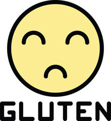 Gluten intolerance emoji icon outline vector. Free food. Milk lactose color flat