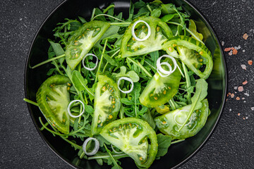 tomato green salad fresh vegetable meal food snack on the table copy space food background rustic top view 