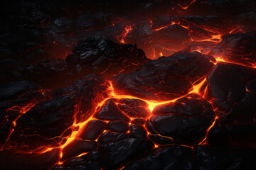 Background, texture, lava in the volcano. Background for the site, application. AI generative.
