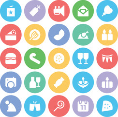Set of Cocktail Party and Celebration Line Icons

