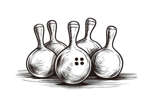 Bowling ball and bowling pins vector illustration

