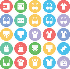 Fototapeta premium Pack of Garments and Fashion Accessories Bold Line Icons