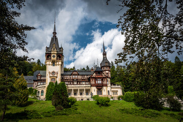 Peles Castle, Sinaia, Prahova County, Romania: Famous Neo-Renaissance castle in the Carpathian Mountains, Europe