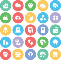 Set of Cloud Hosting Bold Line Icons

