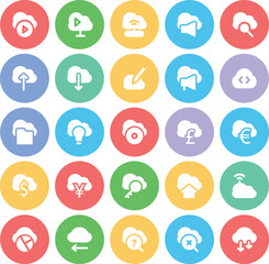 Set of Cloud Technology Bold Line Icons

