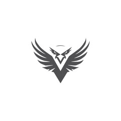 Angry Phoenix Logo vector illustration, Black Phoenix head logo isolated on background, Modern and Creative Logo template, Greek Mythology bird logo