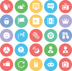 Set of Communication Accessories and Business Line Icons
