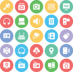 Set of Communication and Technology Line Icons

