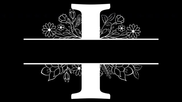 Monogram, I Letter for name. ALPHA Channel (Transparent Background) In 4K Resolution