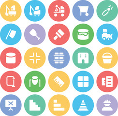 Construction and Real Estate Bold Line Icons

