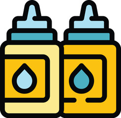 Fototapeta premium Toner bottle icon outline vector. Art machine. Industry copier color flat