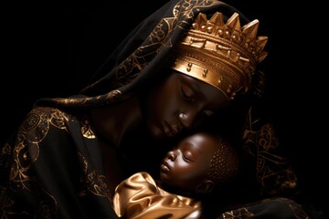 Nativity scene: Black Virgin Mary and Baby Jesus