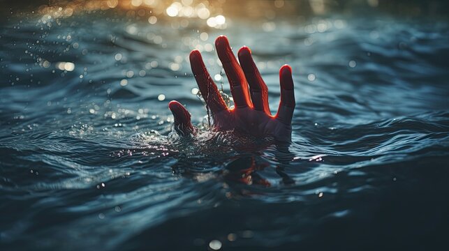 drowning man concept
