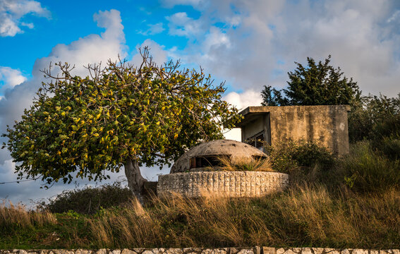 Bunker in Albania near tourist area Zvernec Island in Narta Lagoon near Vlore