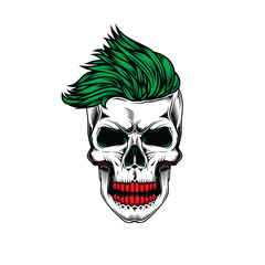 Original vector illustration in retro style skull head with eyes. T-shirt design, design element.