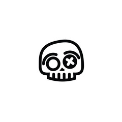 Original vector illustration in retro style skull head with eyes. T-shirt design, design element.