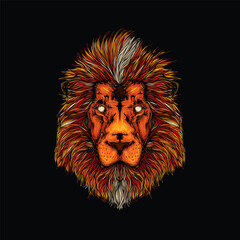 Original vector illustration in abstract style. Illustration of a lion. The king of beasts. T-shirt design, design element.