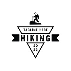 Retro climbing logo badge design,silhouette design