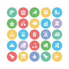 Set of Transport and Vehicles Bold Line Icons
