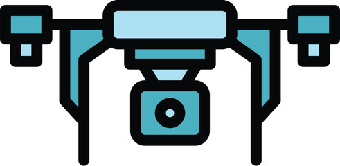 Control drone icon outline vector. Aerial camera. Air city color flat