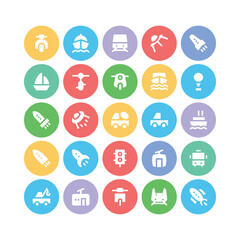 Set of Transport and Travel Bold Line Icons

