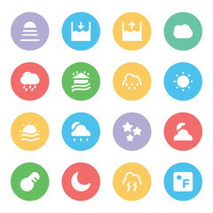 16 Trendy Nature and Forecast Line Icons 

