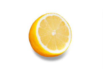 One orange lemon on transparent background.