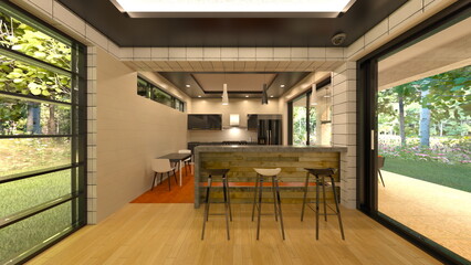 大きな窓があるリビングルーム