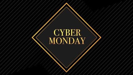 Elevate your Cyber Monday promotions with a retro gold frame on black line patterns. Dive into motion abstract holiday elegance