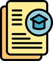 Online graduation icon outline vector. Training education. Computer web color flat