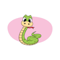 Cute and cheerful snake drawing. vector